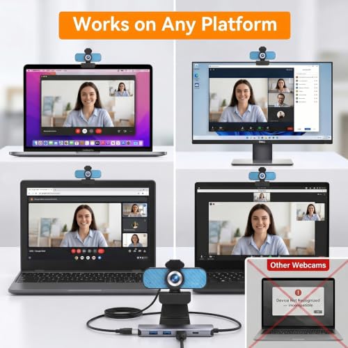 Image of 1080P Webcam for PC - Complete Your Setup, Built for Every Need | Plug and Play in Seconds, Crystal Clear Video, Noise-Canceling Mic, Works on Any Platform, Privacy Cover, Clip & 5ft Cable