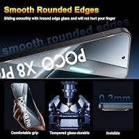 QULLOO Schutzfolie für Xiaomi POCO X8 Pro für Panzerglas, 3 Stück Displayschutzfolie mit 3 Stück Kameraschutz, 9H Härte Gehärtetes Glas HD Klar Schutzglas Anti-Kratzen Folie – Ansicht 4