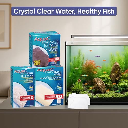 Image of AquaClear 50 HOB Maintenance & Replacement Filter Media Kit, Including Gokul Brands Mesh Bags(AquaClear Activated Carbon, BioMax Media, Filter Foam Insert)