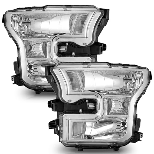 WEELMOTO Headlights for 2015 2016 2017 Ford F150 (NOT FOR factory LED or HID headlights) Compatible with 15 16 17 Ford F150 Headlight Assembly Pair L+R