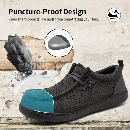 Steel Toe Shoes for Men Work Slip On Safety Shoes Wide Toe Walking Loafers Puncture Proof Construction Sneakers Lightweight Comfortable2