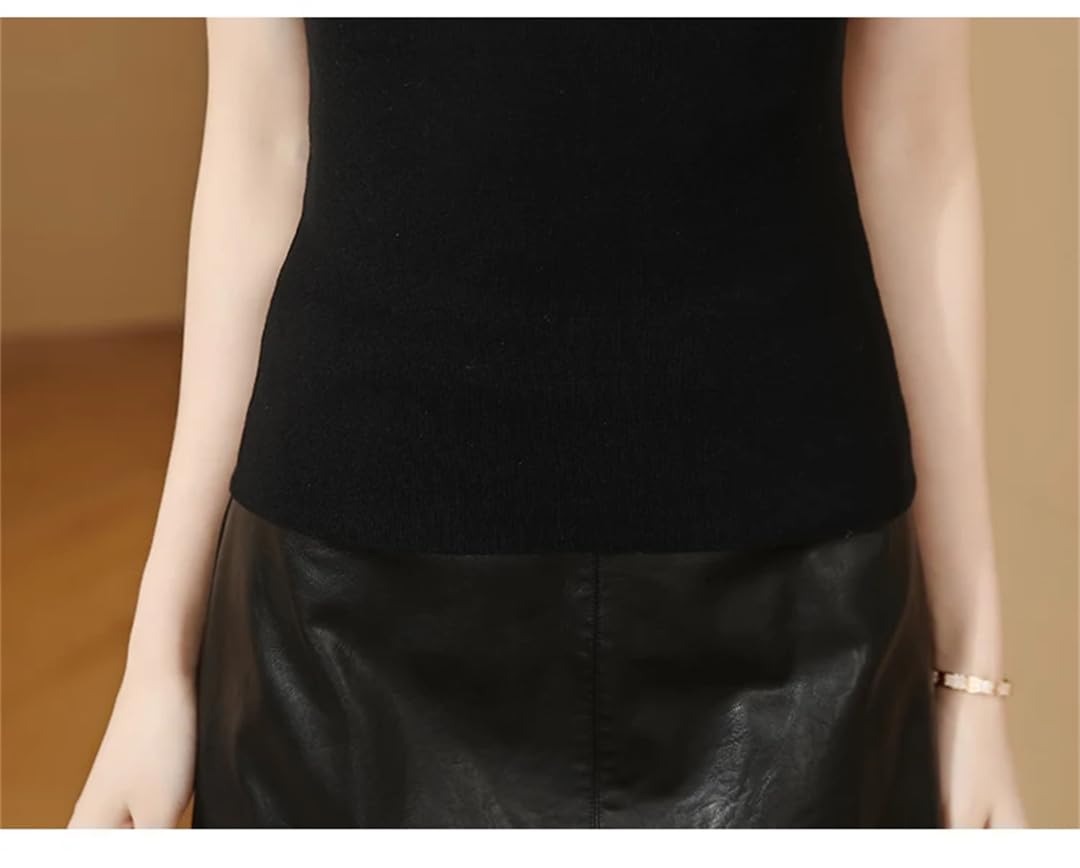 Canottiera estiva da donna con scollo rotondo in pizzo impiombato top stretto scava fuori canotte corte