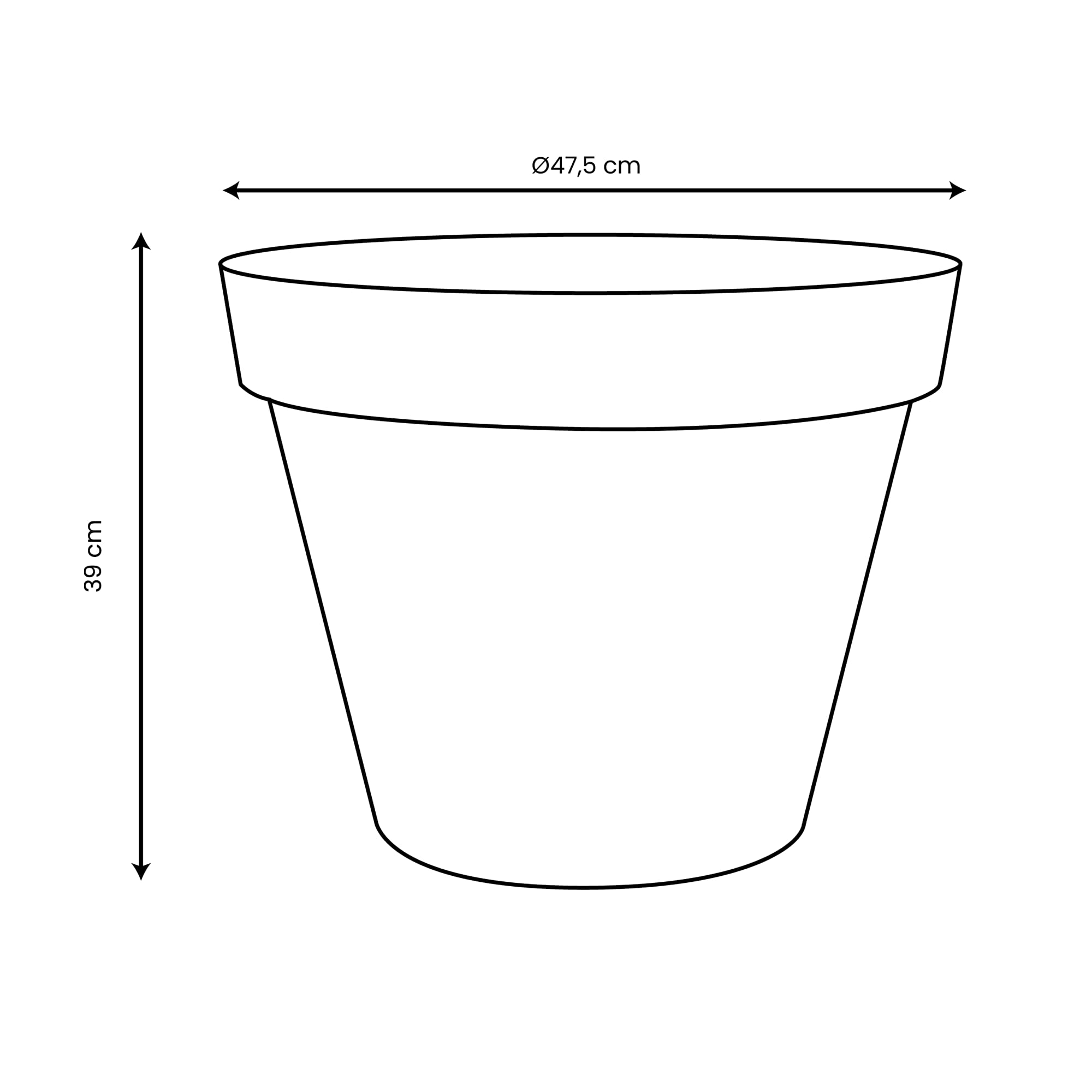 EDA - Vaso di Fiori Rotondo Toscana Ø 48 cm - Volume 43 L - Ø 47,5 x H.39 cm - Grigio Antracite