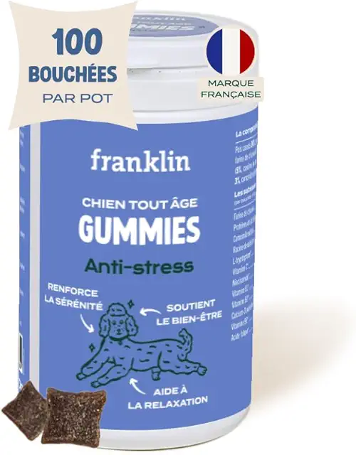 Franklin - Complément Alimentaire Apaisant Chien Anti-Stress - Friandises CBD Chien