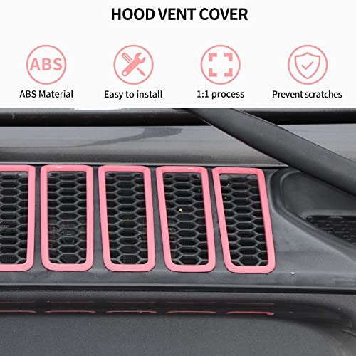 Image of Hood Vent Cover Cowl Panel Vent Cover Trim Fit for 2018-2026 Jeep Wrangler JL JLU & Gladiator JT Exterior Accessories (Pink)