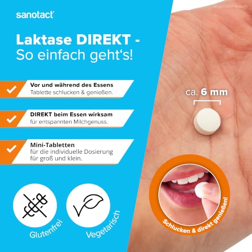 sanotact Laktase 7.000 DIREKT (90 Mini Laktasetabletten) • Laktose Tabletten für jeden Tag • Bei Laktoseintoleranz… – Ansicht 5