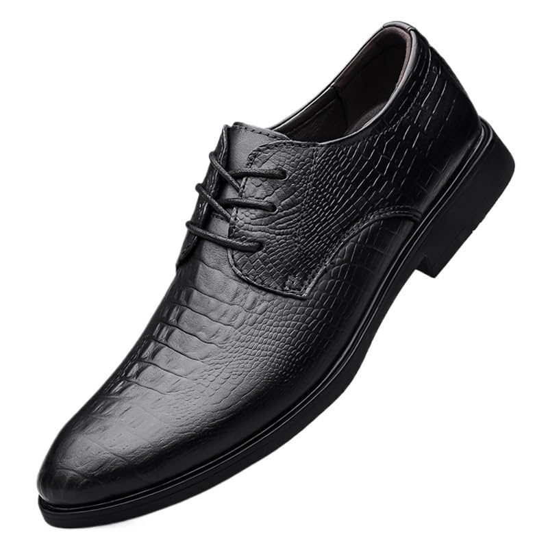Mens Dress Uniform Shoes Top Grain Leather Lace Up Breathable Non Slip Block Heel Prom Wedding Formal Comfortable