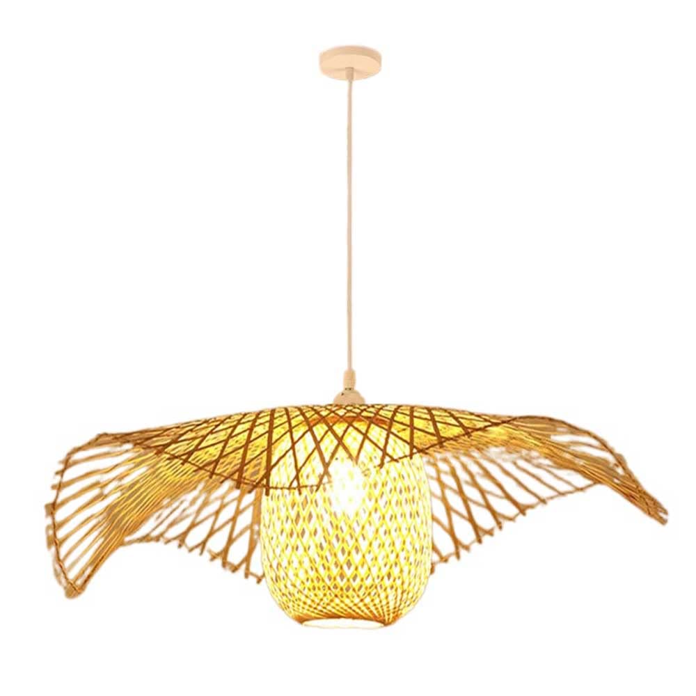 OZBMA Rustic Pendant Light, Rattan Bamboo Lampshade Southeast Asia Style Restaurant Hanging Ceiling Lamp Wicker Woven Light for Bedroom Kitchen Island, Recommended: 65cm (size_name 75cm)