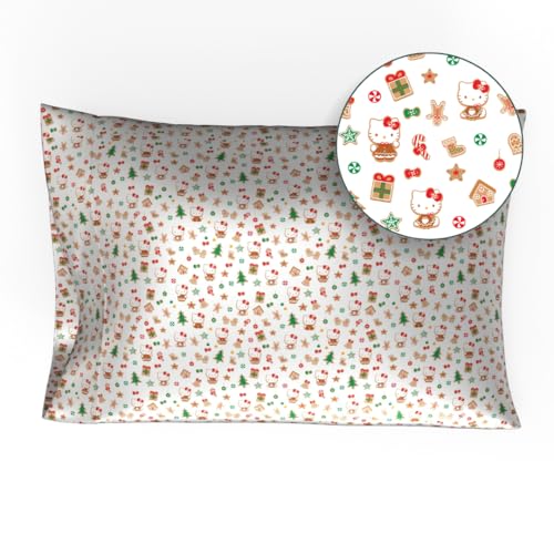 Collectibles Hello Kitty Santa Holiday Christmas Beauty Silky Satin Standard Pillowcase Cover 20x30 for Hair and Skin, (Officially Licensed Product) by Franco