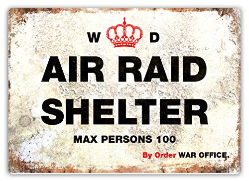 | WTF | Air Raid Shelter – War Ufficio | placca di Metallo da Parete Art Inspirational, Sticky-Pads