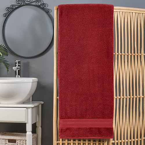 Image of Elegant Comfort Three Line Popcorn Extra Large Luxury Bath Towel - 40 inch x 80 inch inch, Premium Hotel Spa Quality 1 Piece Oversized Bath Sheet 100% Turkish Cotton Super Soft Highly Absorbent, Burgundy