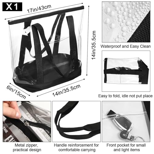 Image of Silkfly Clear Tote Bags Bulk, PVC Shoulder Handbag, Security Approved See Through Bag with Zipper Closure for Work