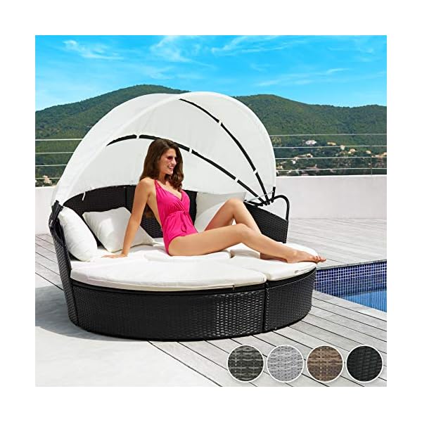 TecTake 800718 Rattan Sun Island, Collapsible Sun Shade, Versatile, UV-Resistant, incl.Cushions - Image 3