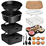 Accessoires Air Fryer pour COSORI Turbo Tower Pro 10,8 L Double Stack - 18 Pcs Accessoires Incluant 2 Moule Silicone Air Fryer Sur Mesure (6,5L+4,3L), Grille Racks, Une plaque à pizza, moule à donuts