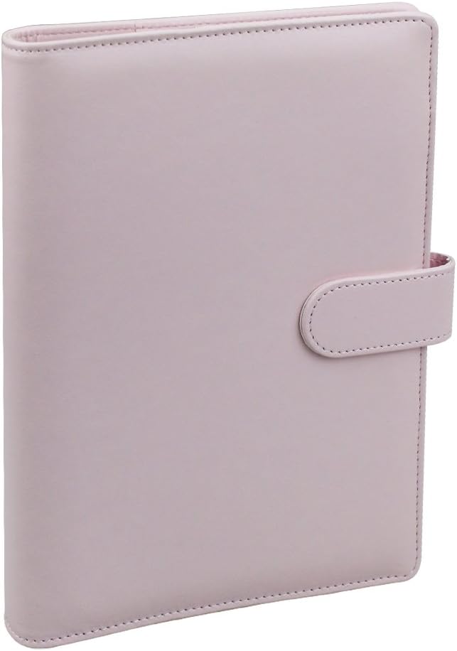 A5 PU Leather Notebook Binder,Refillable 6 Round Ring Binder Cover for A5 Filler Paper,Macaron Notebook Personal Planner Binder with Magnetic Buckle,Pink