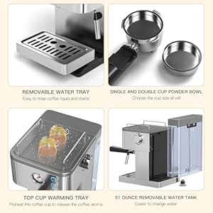 Expresso coffee machines 20 bar cappuccino machines for home espresso machine with milk frother steam wand coffee maker with 51oz removable water tank  urban country home decor