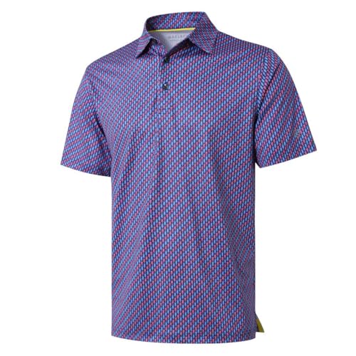 Image of Golf Shirts for Men Dry Fit Short Sleeve Print Performance Moisture Wicking Polo Shirt