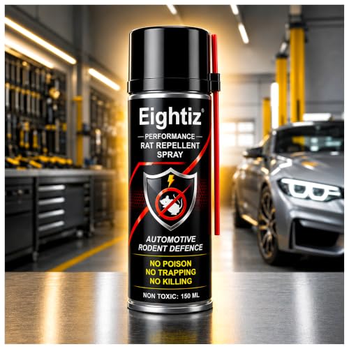 Image of Eightiz Rat Repellent Spray for Cars, Bikes, Computer No Mask Required, No Trapping Protect Wires in Car Bike Computer No Poisoning,No Killing, Unique Natural Active Ingredients 150 ml.