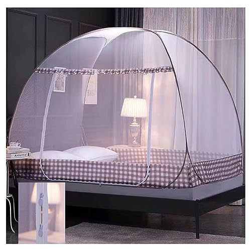 LONONE Mosquitera para cama, tienda de campaña plegable para cama, portátil, para adultos, color marrón