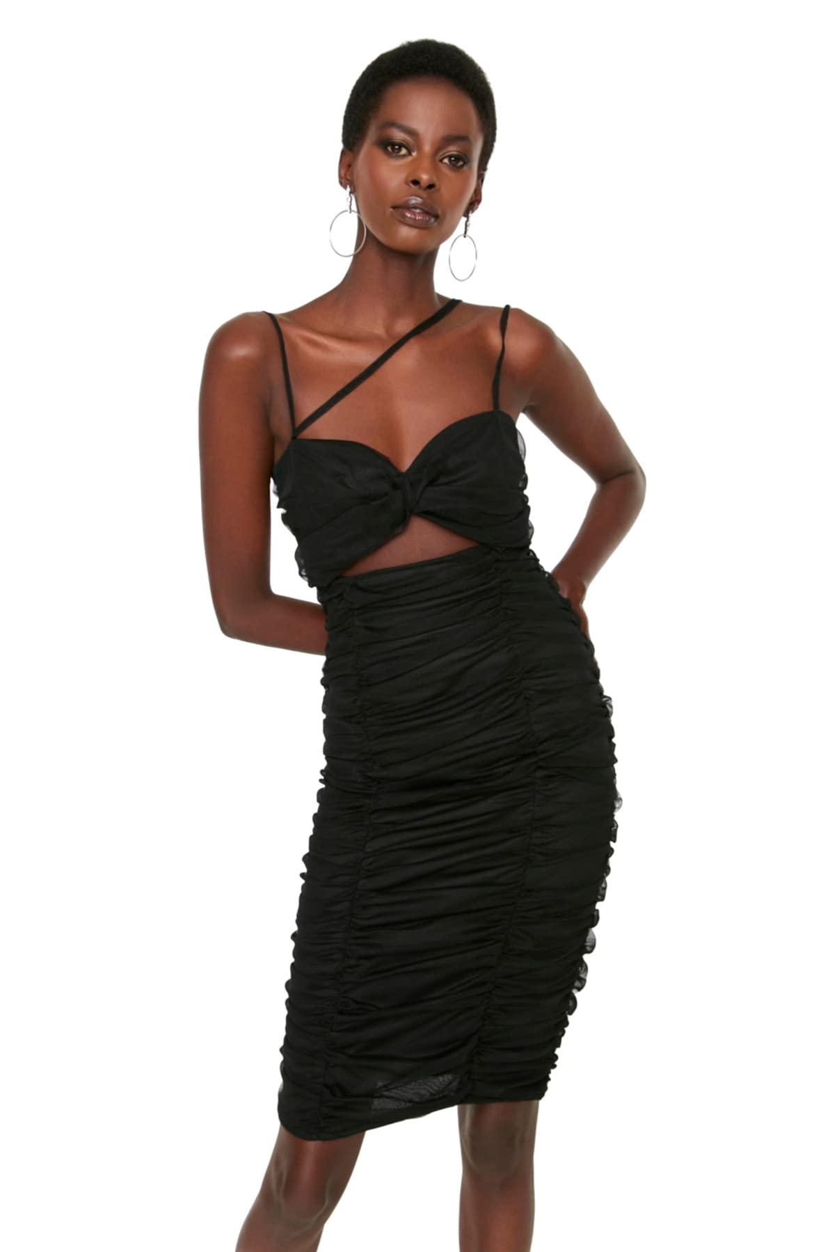 Trendyol Women Glam Maxi Bodycon Fitted Woven Dress Black