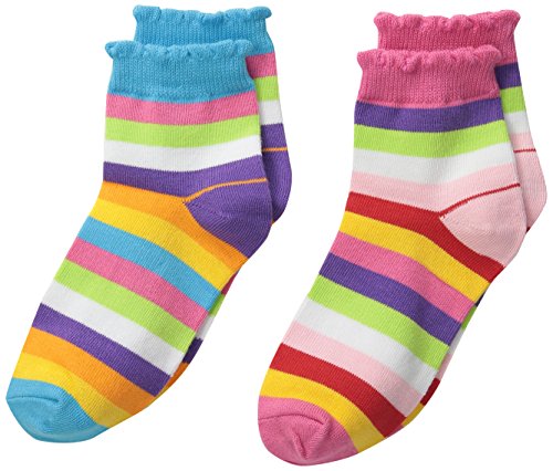Jefferies Socks Big Girls' Stripe Anklet Socks(Pack of 2)