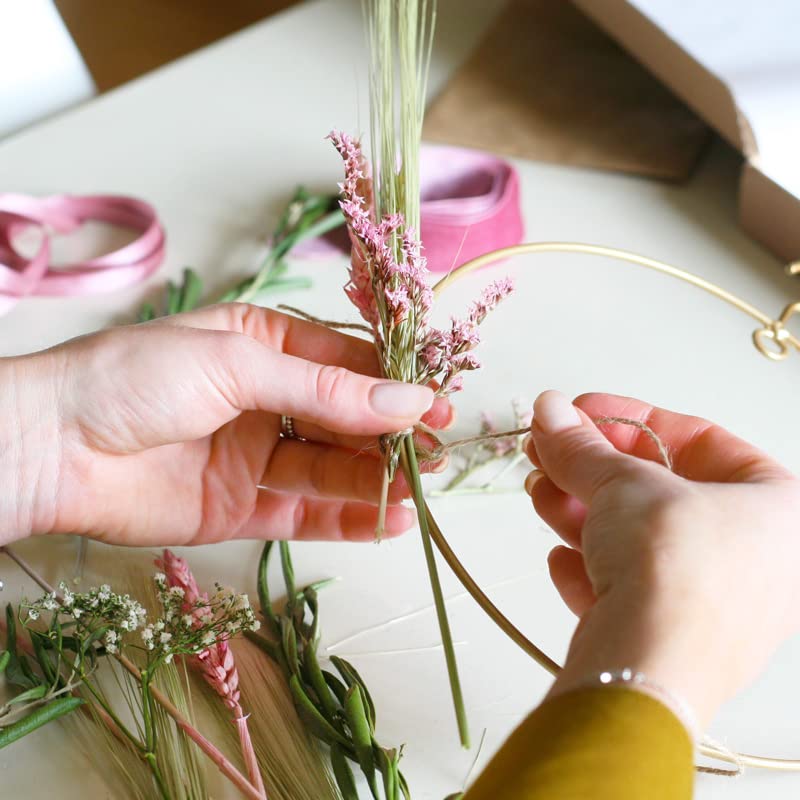 BloomPost BloomRing DIY, Handpicked Dried Flowers with Metal Ring and Satin Ribbon, Pink - Image 3