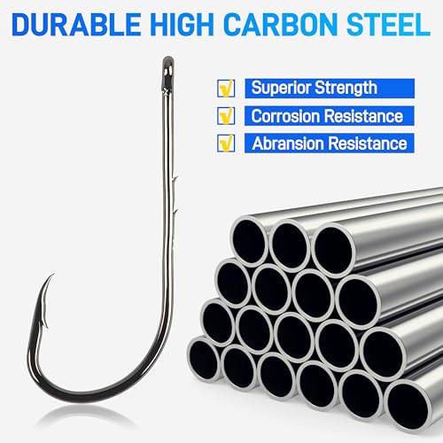 image for AGOOL Baitholder Fishing Hooks Barbed Shank Fishing Jig Hooks Long Sha