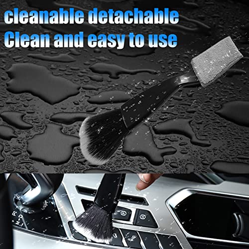 Jddry Double Head Brush For Car Cleaning,2 In 1 Portable Car Interior Dust Brush,Soft Bristles Detailing Brush For Car Air Vent Engine Emblems Dashboard Seat Wheel(Black,1Pc) #TOP2