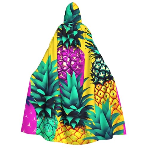 MIEKGPS Disfraz de túnica larga con capucha con estampado de piña, para adultos, mujeres y hombres