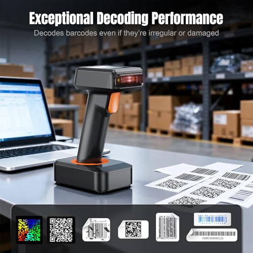 Image of Tera Barcode Scanner 2D with Display Screen: BT 2.4G Wireless USB, HW0006