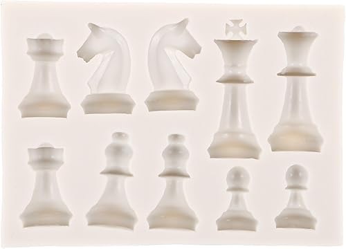 EXCEART 1 juego de moldes de resina de ajedrez, molde de ajedrez de silicona 3D, moldes para hacer piezas de ajedrez, joyería artesanal, molde de