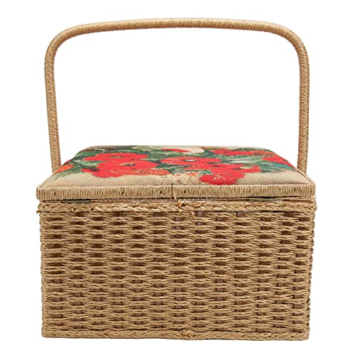 LARGE SEWING BASKET ORGANIZER TRAY Storage Room Box Lightweight Portable Stitching Container