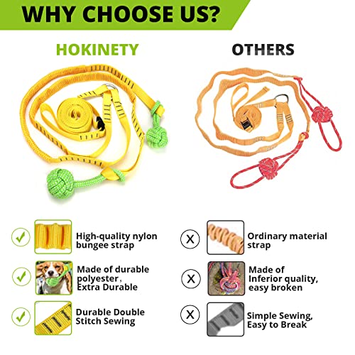 Hokinety Dog Hanging Bungee Tug Toy For Two Dogs: Interactive Tether Tug-Of-War For Pitbull & Small To Large Dogs To Exercise - Durable Retractable Tugger Dog Rope Toy With 2 Chew Rope Toys #TOP1