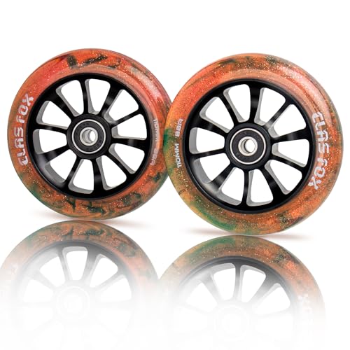 CLAS FOX Pro Scooter Wheels 110mm Transparent Sparkle PU with ABEC-9 Bearings...