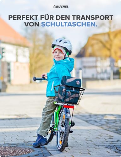 Büchel Fahrradkorb Jumbo hinten aus hochwertigem Aluminium mit verstärkten Kanten I Fahrrad Korb für hinten inkl. Befestigungsmaterial | Fahrradkorb hinten groß I Schultaschen Korb