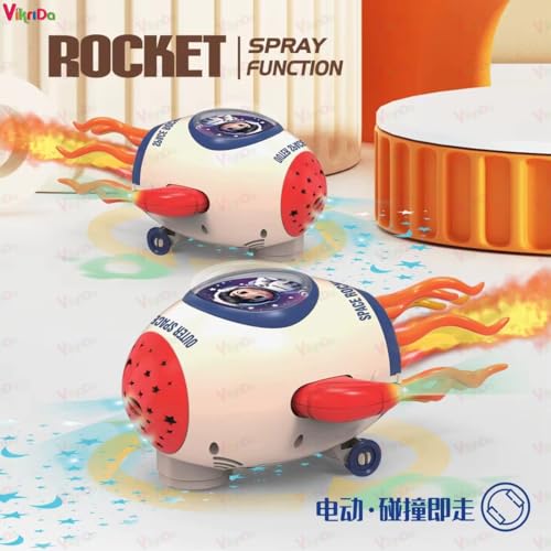 Image of VikriDA Rocket Toy with Fog Spray & LED Lights | Crawling Musical Dancing Rocket for Kids Boys & Girls