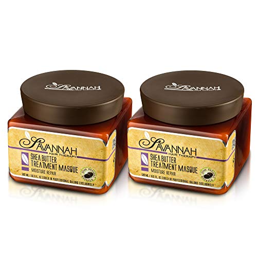Savannah Hair Therapy Shea Butter Hair Mask 16.9 oz (500ml) Pack of 2, Deep Conditioner 500ml, Keratin Hair Treatment, M