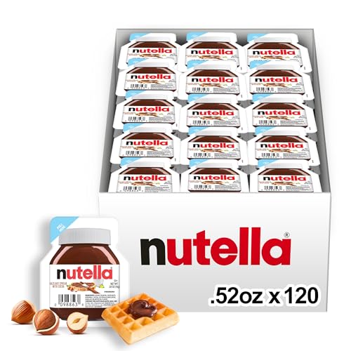 Nutella Hazelnut Spread with Cocoa, Creamy Hazelnut Spread, Breakfast Favorite, Bulk 120 Packs, 0.52 individual oz