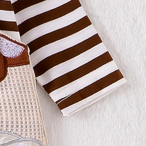 Baby Boy Girl Fall Outfits Newborn Long Sleeve Striped Tops Bear Embroidery Overalls Pants Set 2Pcs Fall Clothes4