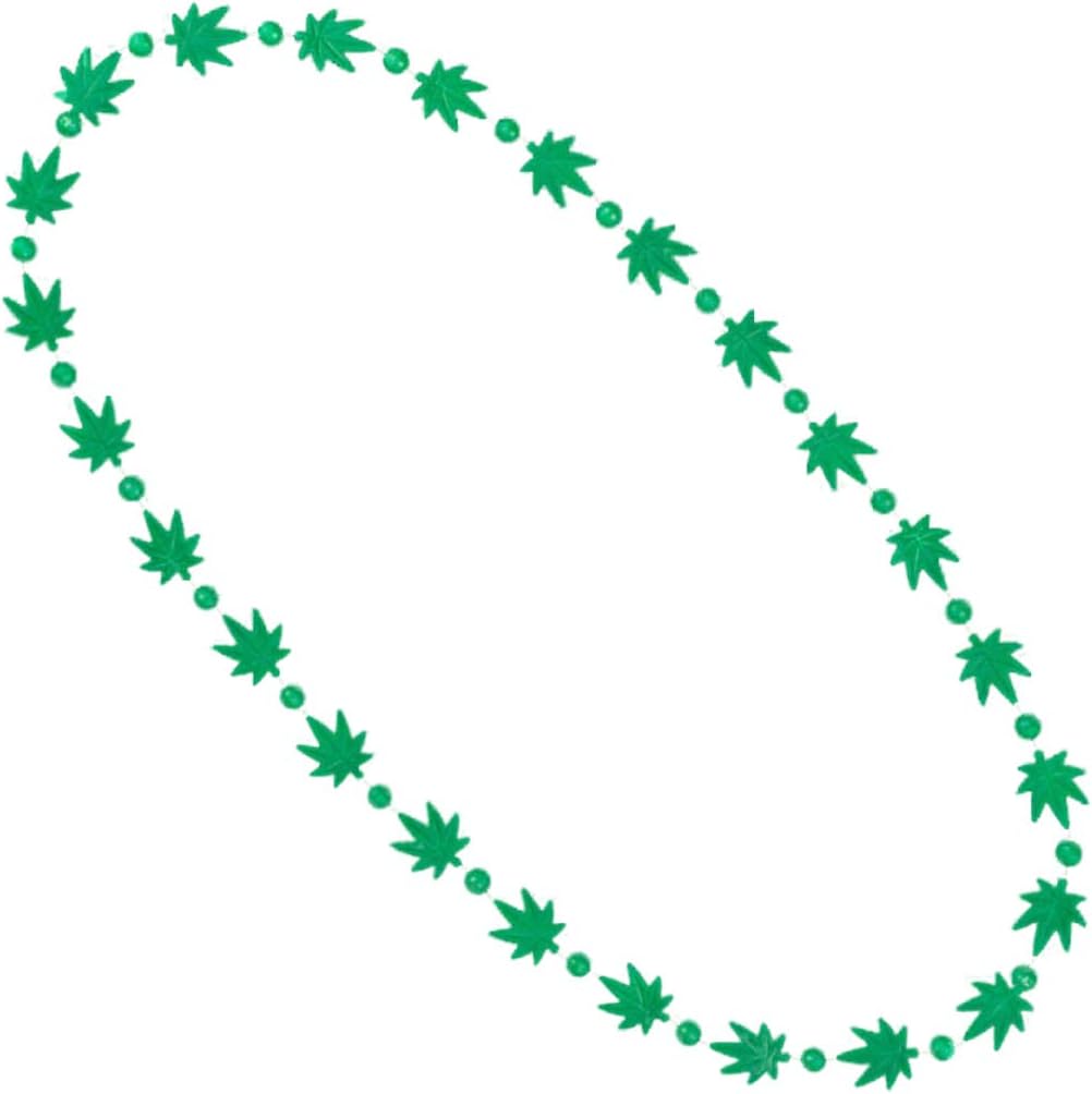 blinkee Pack of 24 Pot Leaf Bead Necklaces Green (Non-Light Up)