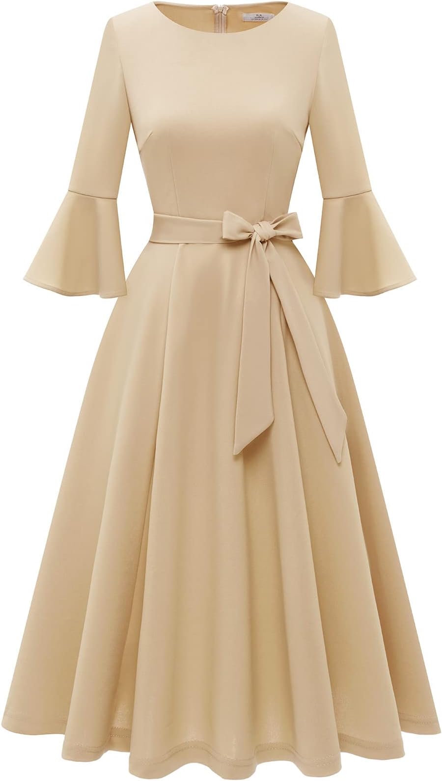 Women's Church Dresses Modest Bell Sleeve Wedding Guest Cocktail Tea Party Vintage Evening Dress