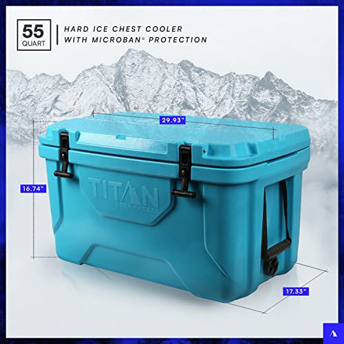 Arctic Zone Titan Deep Freeze 55Q Premium Ice Chest Roto Cooler With Microban Protection, Blue #TOP3