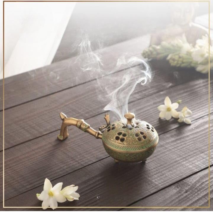 Skywalk Hand Crafted Metal Lobandan Charcoal Incense Burner/Bakhoor Burner (Green) 3