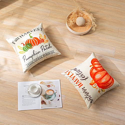 Fall Decor Pumpkin Throw Pillow Cover 18X18 Inch, Autumn Harvest Festival Thanksgiving Decorative Pillowcases Porch Cushion For Couch, Sofa (Without Insert) #TOP5