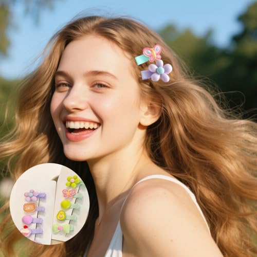 25 pinzas para cabello niña flores y frutas coloridas miniatura 6