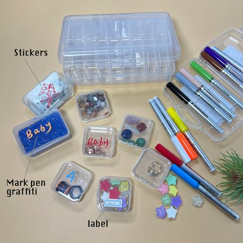 Image of Clear Plastic Organizer Box 18 Pack-Multi Sized Containers with Lids for Beads,Crafts,Small Items,Stackable,Clear Storage Solution Home and Office Organization,Craft Supply,Bead Storage