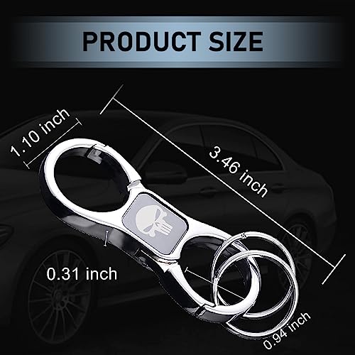 Image of gunhunt 1 Pack Skull Key Chain, Key Chain with 2 Key Rings and Quick Release Zinc Alloy Detachable Key Chain (Silver)