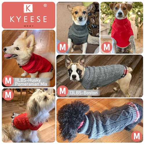 KYEESE Dog Sweater Soft Pullover Dog Sweaters for Small Dogs Male Warm Turtleneck Small Dogs Sweater with Gingham Patchwork Stretchy Knitwear Cat Clothes Comfy Pet Coat for Fall Winter Cold Weather - Image 6