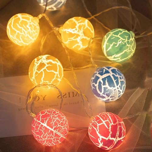 Image of Xenith 14 LED Crackle Ball Shape Pastel Fairy String Lights for Baby Kids Room Diwali Christmas Festival Birthday Wedding Party Indoor Outdoor Garden Decoration (Multicolor, 3.5 Meter)