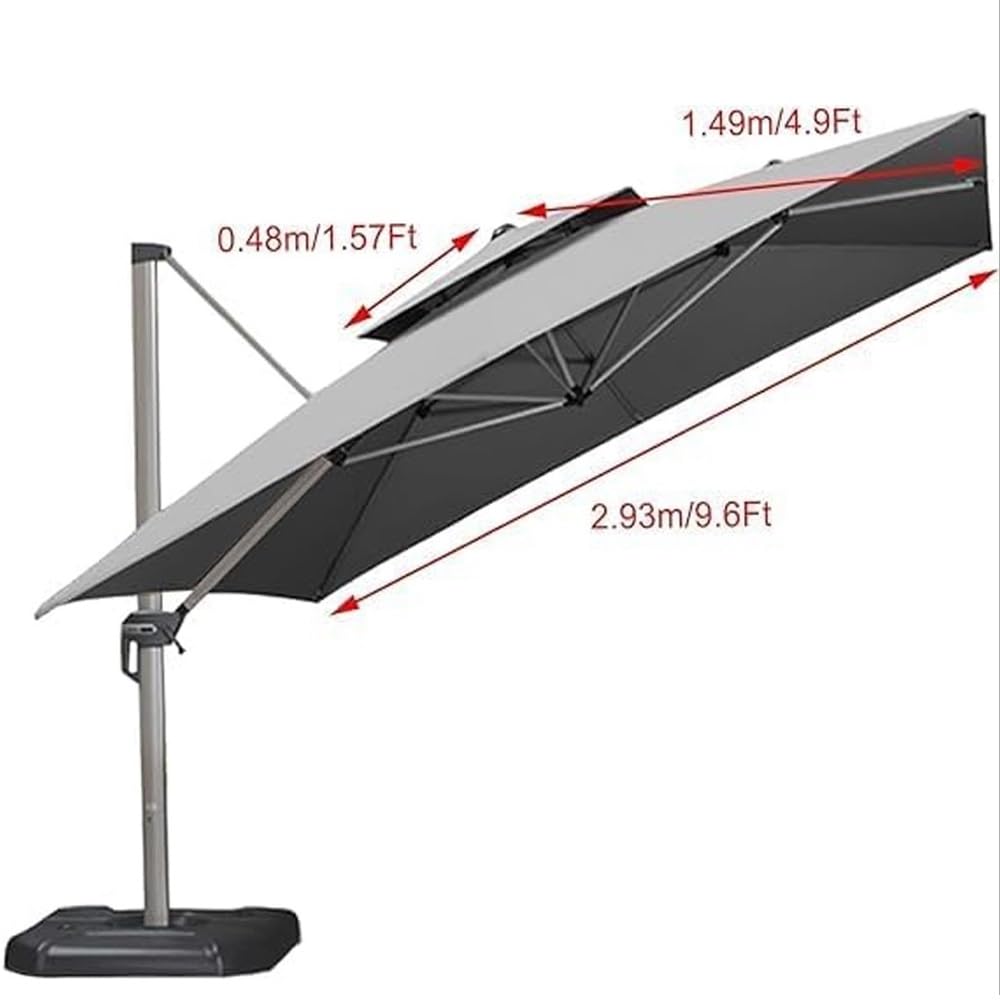 Kwadratowy wolnostojący balkon tarasowy Zamiennik markizy na parasol tarasowy 10x10ft dwuwarstwowy parasol ogrodowy na podwórko, basen zielony 300 x 300 cm (10 x 10 stóp)
